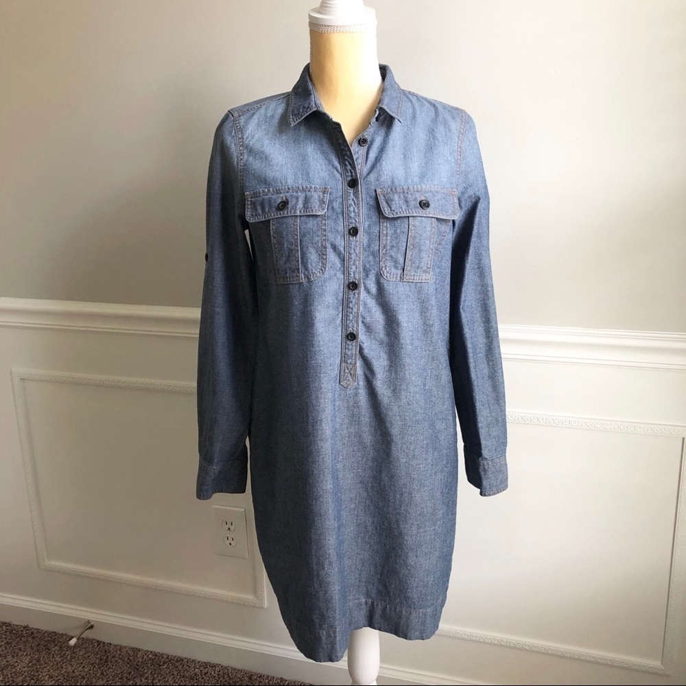 JCrew classic roll tab sleeve denim dress - Picture 7 of 7